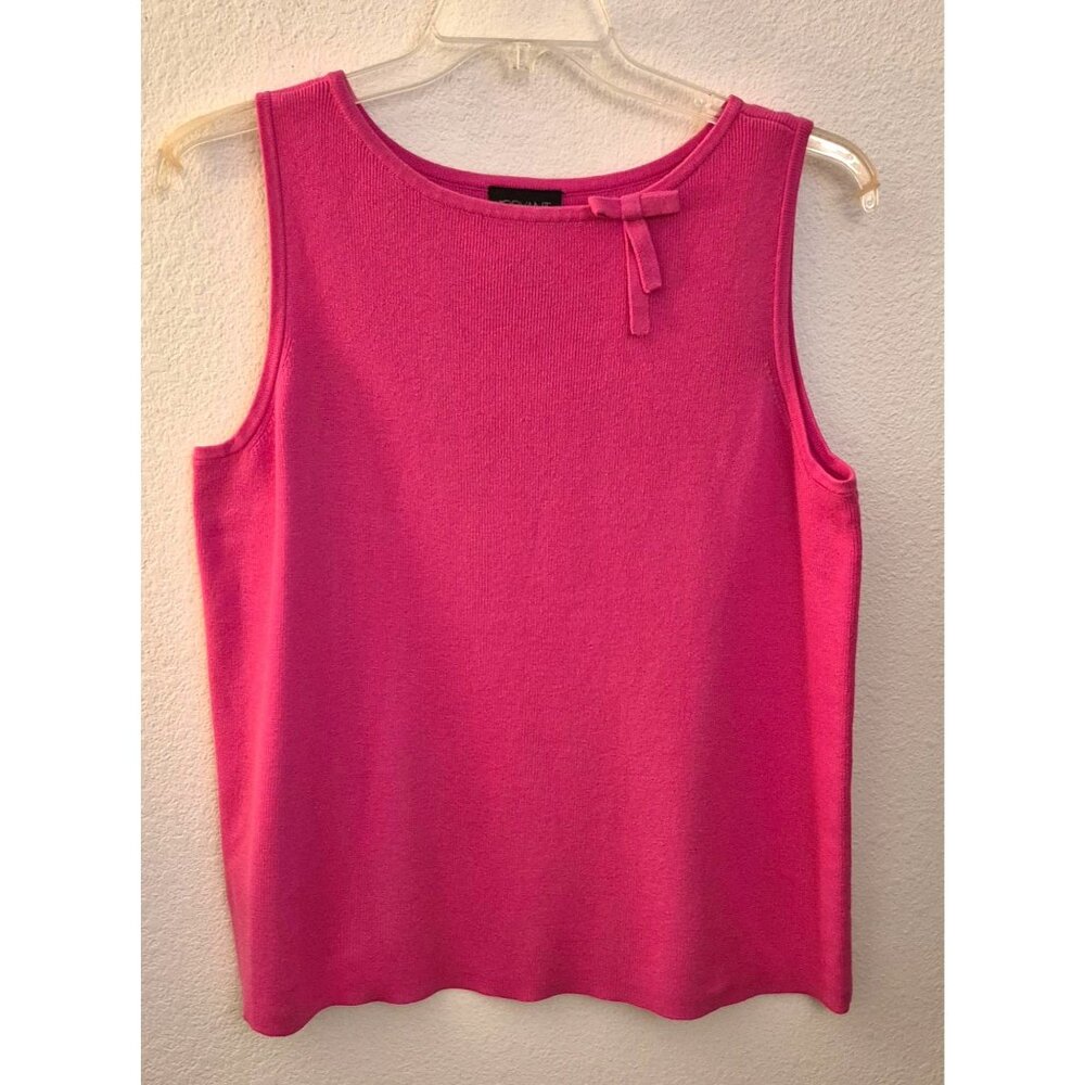 Lane Bryant Pink Bow Trimmed Cotton Blend Sleeveless Knit Top Size 14/16 EUC